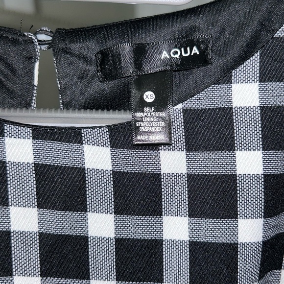 Aqua Plaid Puff Sleeve Mini Dress - Picture 6 of 6